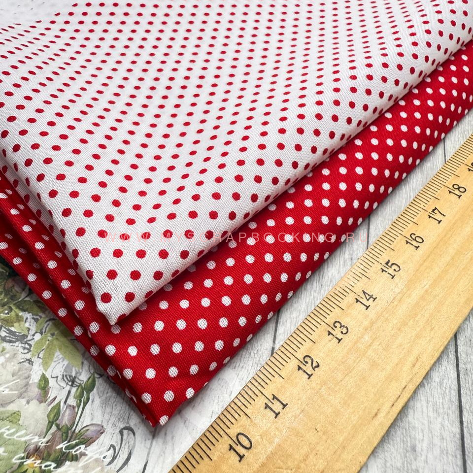 Ткань для скрапбукинга 48*50 см, Горох мелкий, КРАСНЫЙ на БЕЛОМ, 100%хлопок Ткань для скрапбукинга 48*50 см, Горох мелкий, КРАСНЫЙ на БЕЛОМ, 100%хлопок
