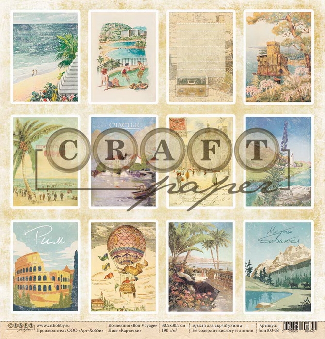     BON VOYAGE, 20*20 , 8 , Craft Paper